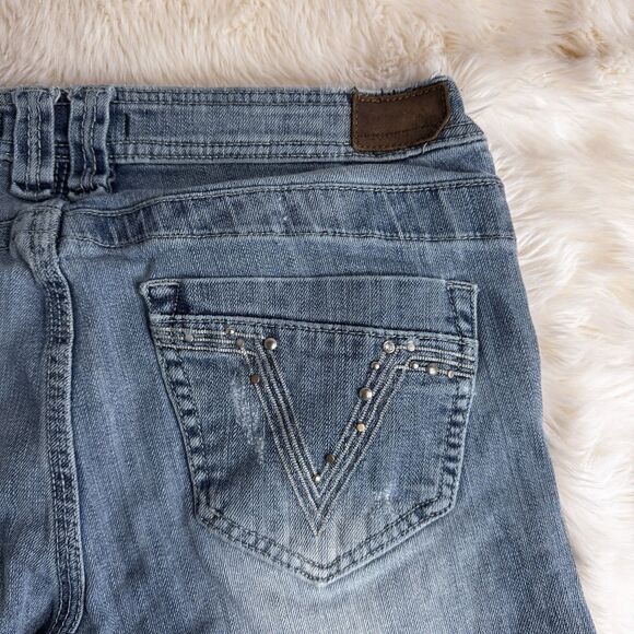 Vigoss Bootcut Jeans Juniors 9 Distressed Low Waist Blue Denim Measures 30 x 29 - Picture 7 of 10